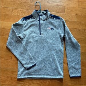 Patriots Gray and Blue Zip-Up Sweater